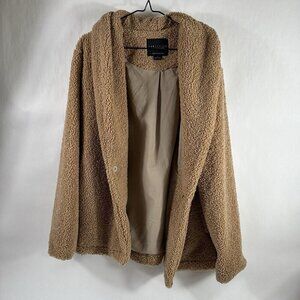 Sanctuary Snap Teddy Coat Tan Faux Fur Jacket/Coat Size Medium